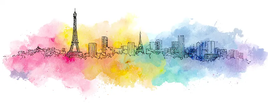 Colourful Paris skyline with Eiffel Tower