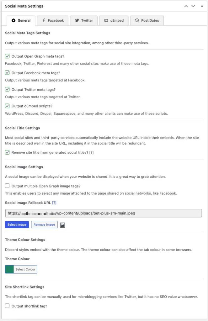 SEO Framework Social Meta Settings Général